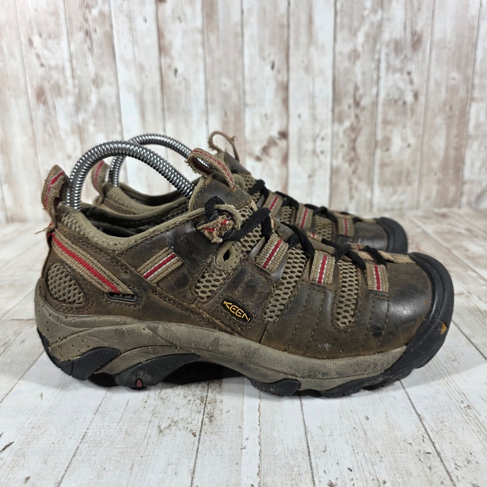 Keen Womens Brown Leather Mesh Low Top Hiking Shoes Trail Sneakers Size 6.5